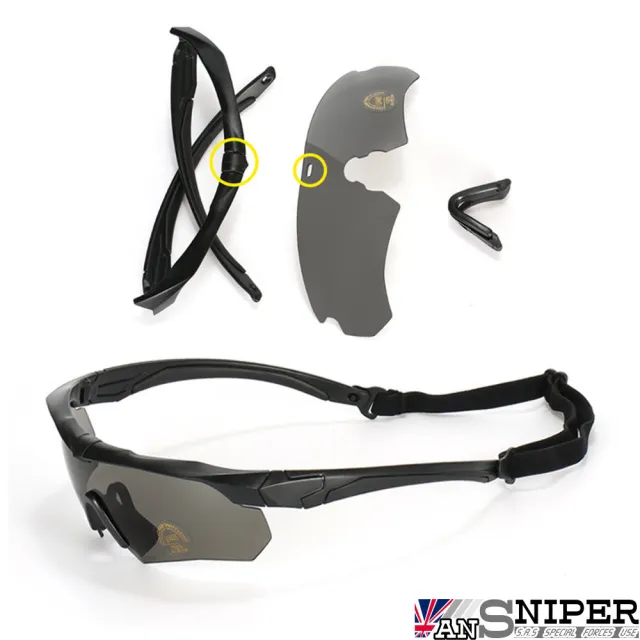 【ansniper】SP511軍特規SAS全天候抗UV藍光HD軍規偏光高清戰術眼鏡11件組(運動/偏光/太陽眼鏡)