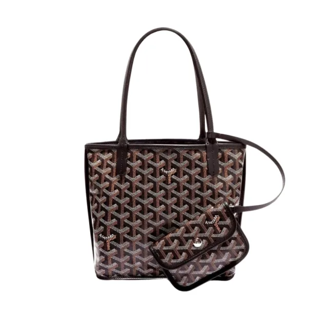 【GOYARD 高雅德】Anjou Mini Tote Bag 輕巧 雙面 迷你 黑色 子母包 托特包 單肩包(ANJOUSMINCG01TY01P)