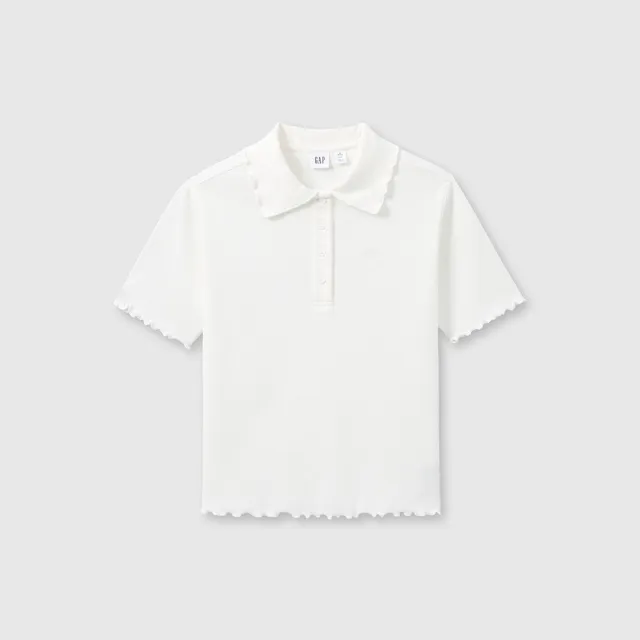 【GAP】女裝 Logo羅紋短袖POLO衫 女友T系列-白色(465241)