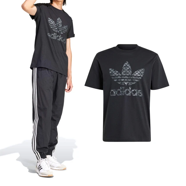 adidas 愛迪達 Mono Tee 男款 黑色 經典 三葉草 棉質 上衣 T恤 短袖 IS0176