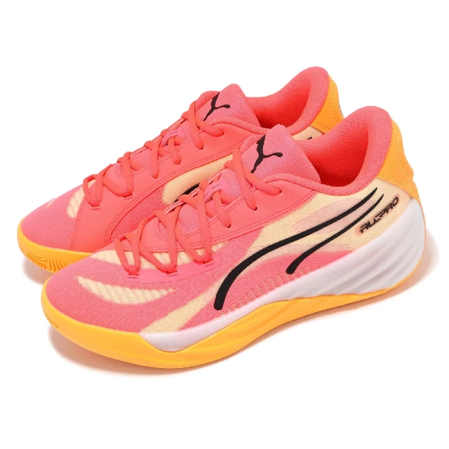 PUMA 籃球鞋 All Pro NITRO 男鞋 粉橘 黃 Fireglow 氮氣中底 回彈 編織 運動鞋(310392-07)