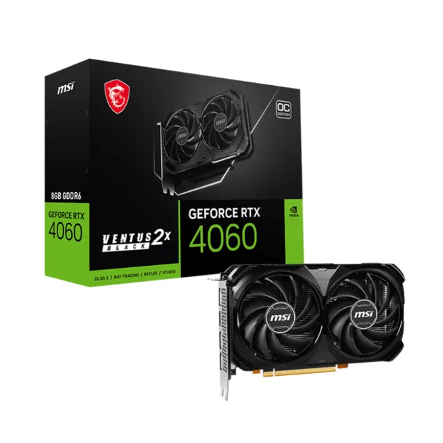 【MSI 微星】RTX 4060 VENTUS 2X BLACK 8G OC 顯示卡+微星 H991 電競耳機