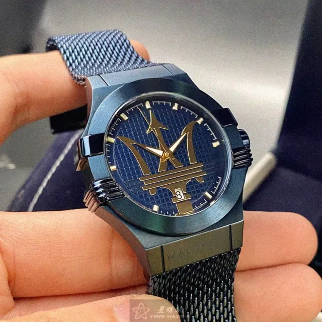 【MASERATI 瑪莎拉蒂】MASERATI手錶型號R8853108008(寶藍色錶面寶藍錶殼寶藍米蘭錶帶款)