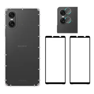 【RedMoon】SONY Xperia 10 VI 2024 手機殼貼4件組 空壓殼-9H玻璃保貼2入+厚版鏡頭貼(XP10VI)