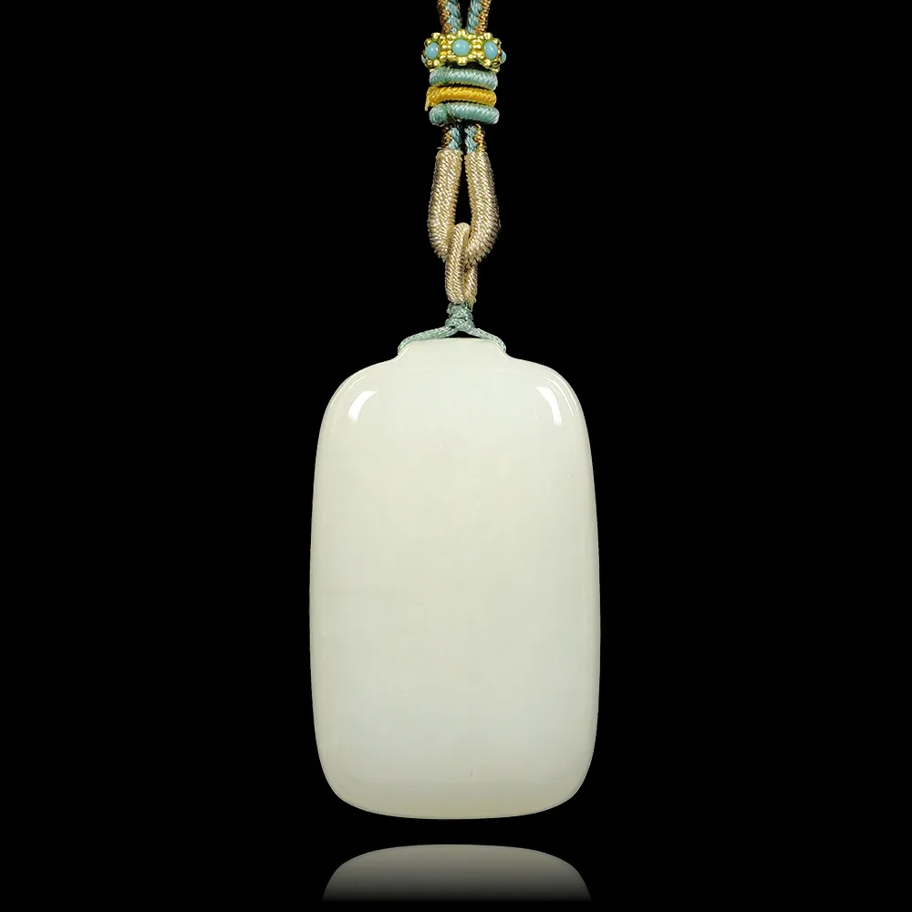 正佳珠寶】和田白玉新疆老礦籽料49g 平安無事牌和田白玉吊墜｜特製可