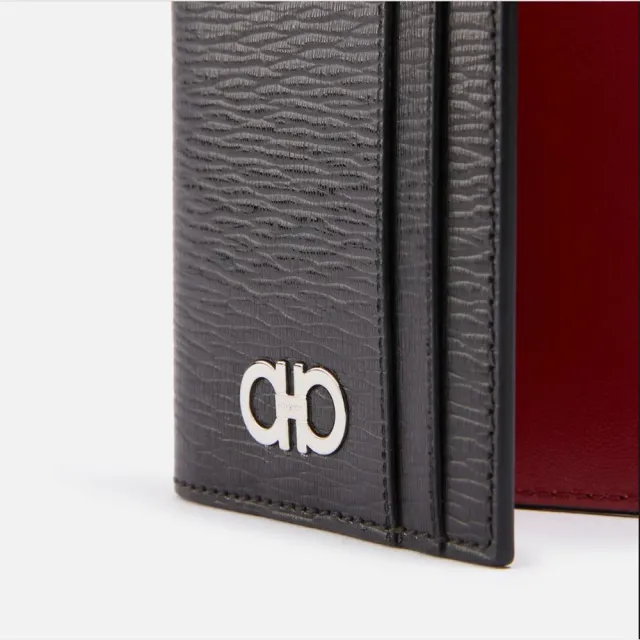 超美品 Salvatore Ferragamo 馬蹄 ケース Salvatore Ferragamo】經典馬蹄造型GANCINI壓印字母LOGO水波紋牛皮10卡