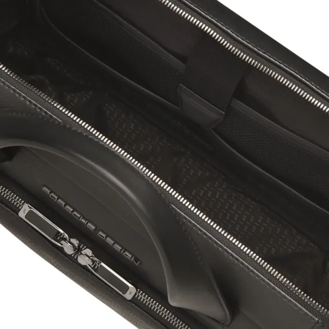 【Porsche Design 保時捷】德國頂級小牛皮旅行公事包肩背包(黑色 OLE1500)