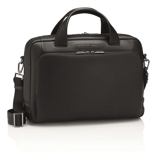 【Porsche Design 保時捷】德國頂級小牛皮旅行公事包肩背包(黑色 OLE1500)