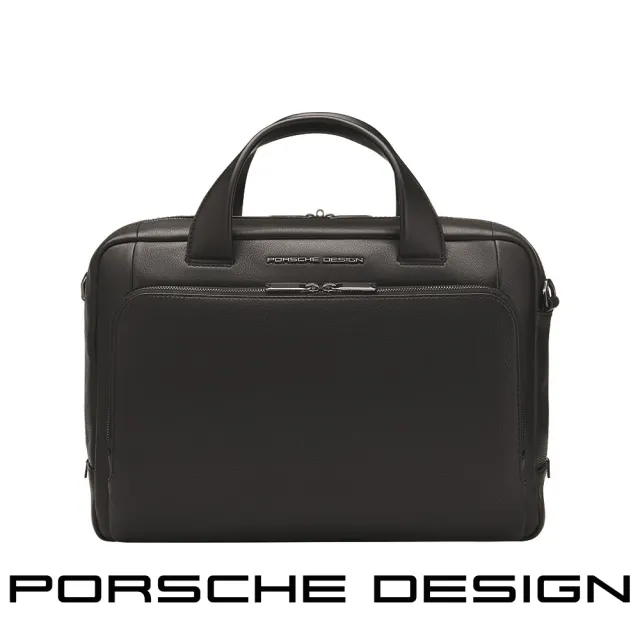 【Porsche Design 保時捷】德國頂級小牛皮旅行公事包肩背包(黑色 OLE1500)