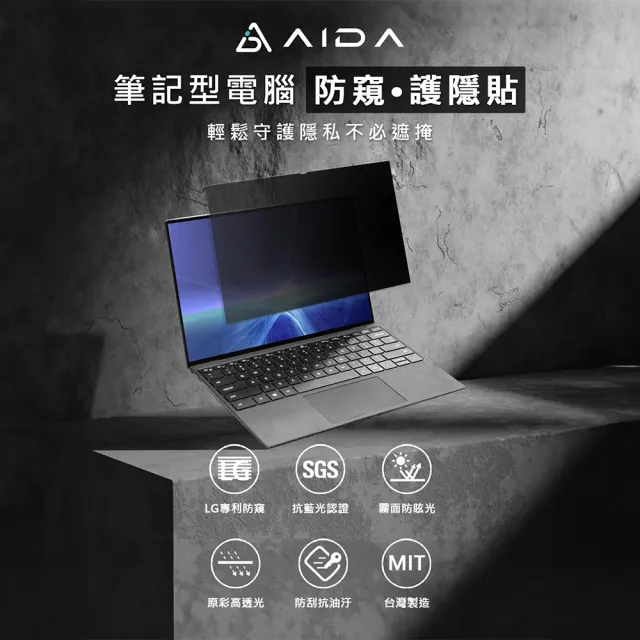 【AIDA】15.6吋 16:9 雙霧面防窺保護貼(台灣品牌｜防窺抗藍光｜防眩光)