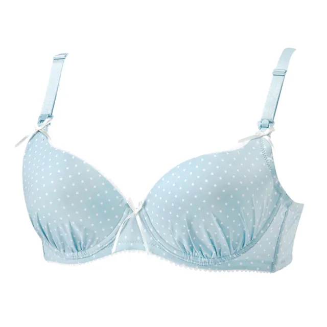 【Gennies 奇妮】哺乳內衣褲成套 愛俏Mi性感款軟鋼圈內衣 低腰內褲(孕婦內衣 上開扣 孕婦內褲 藍 A26B36)