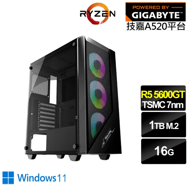 技嘉平台 R5六核 Win11{牧羊人N79CW}文書機(R5-5600GT/A520/16G/1TB)