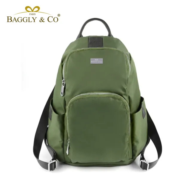 【BAGGLY&CO】防水釋壓真皮尼龍防盜後背包(真皮後背包 輕量尼龍包 真皮 後背包)