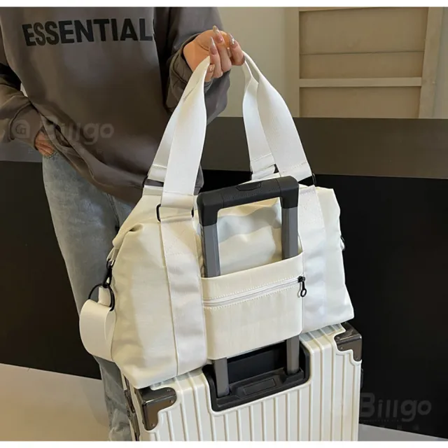 【Billgo】加厚防潑水可登機隨身行李袋-4色 內加厚保護可裝筆電平板 手提肩背斜大空間背包
