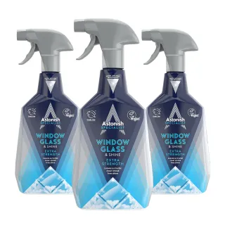 【Astonish 英國潔】英國潔亮光清透玻璃清潔劑3入組(750mlx3)