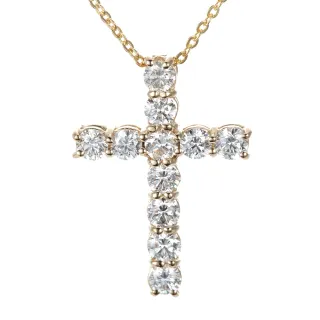【DOLLY】1.40克拉 十字架18K黃K金鑽石項鍊