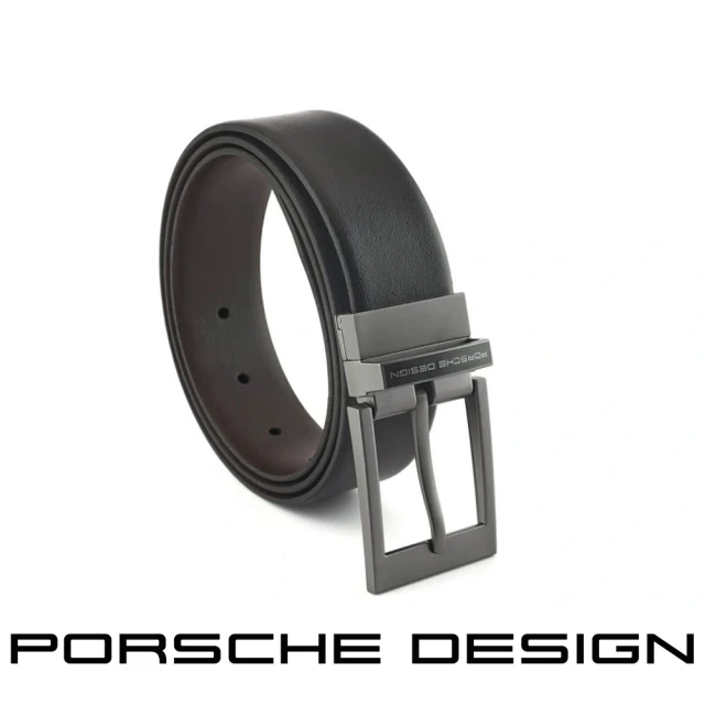 Porsche Design 保時捷 限量3折 德國頂級小牛皮皮帶 全新專櫃展示品(黑色 FU5030)