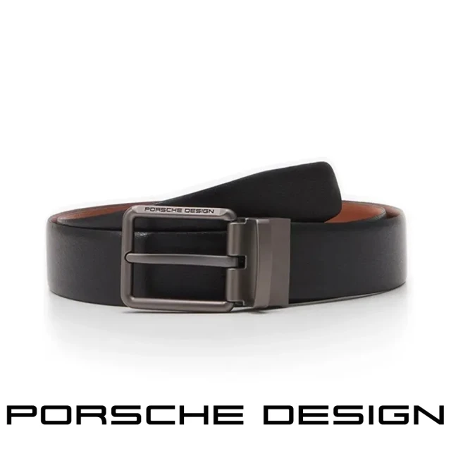 Porsche Design 保時捷 限量3折 德國頂級小牛皮皮帶 全新專櫃展示品(黑色 FU5058)