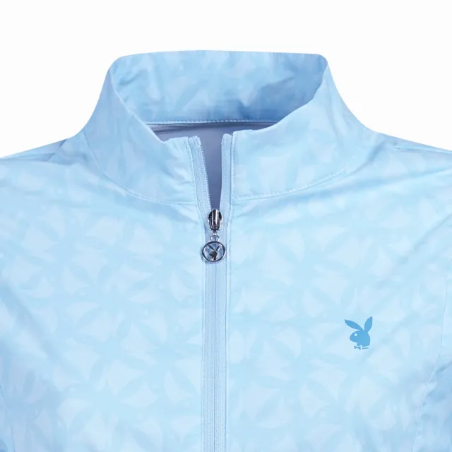 【PLAYBOY GOLF】女款經典LOGO兔頭印花防風高爾夫薄外套-藍(防風透氣/防潑水/高爾夫/KC24102-53)