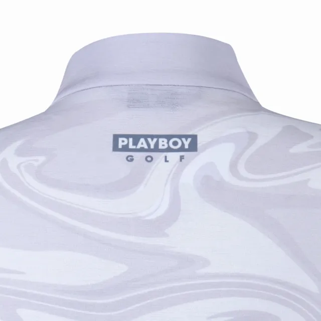 【PLAYBOY GOLF】女款雲彩吸濕排汗高爾夫立領短袖上衣-灰(吸濕排汗/高爾夫球衫/KA24126-83)
