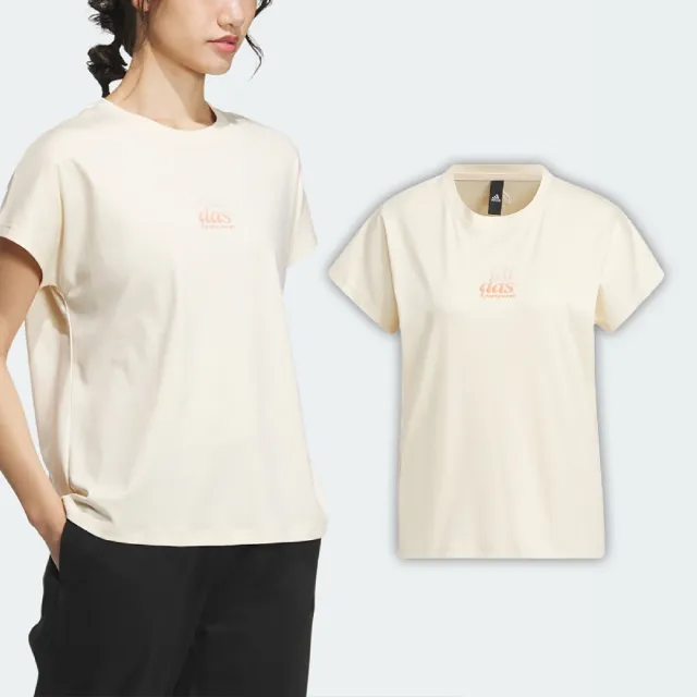 【adidas 愛迪達】短袖 Sports Tee 女款 黃 橘 寬鬆 純棉 短T 棉T 愛迪達(IM8861)