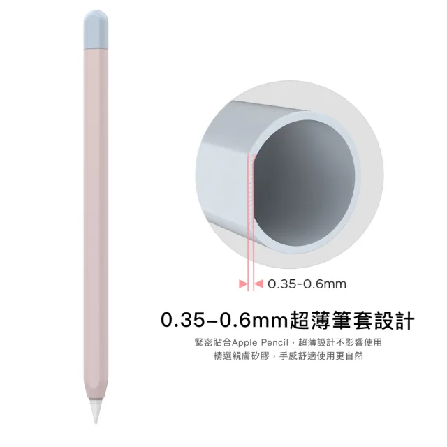 【AHAStyle】Apple Pencil 2代/Pro 筆套 超薄矽膠保護套 粉紅+淺藍(撞色款)