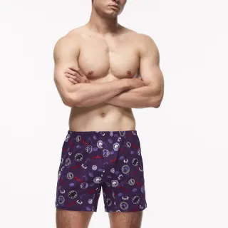 【Mr. DADADO】達陣無敵 M-3L印花四角男內褲 天然絲光棉-吸濕排汗-GHQ419PU(紫)