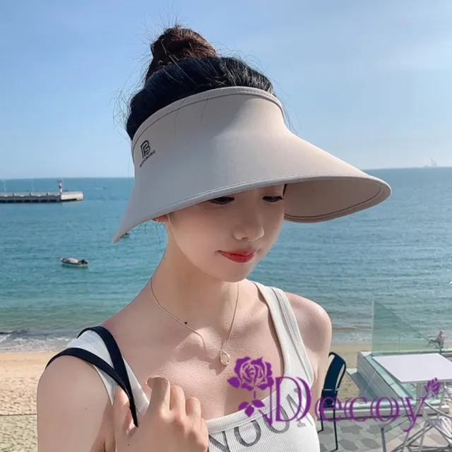 【Decoy】優閒渡假*帽檐加大冰絲涼感空頂防曬遮陽帽陽草帽(顏色可選)