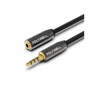 【POLYWELL】3.5mm AUX音源延長線 三環四節 公對母 BRAID版 /1M