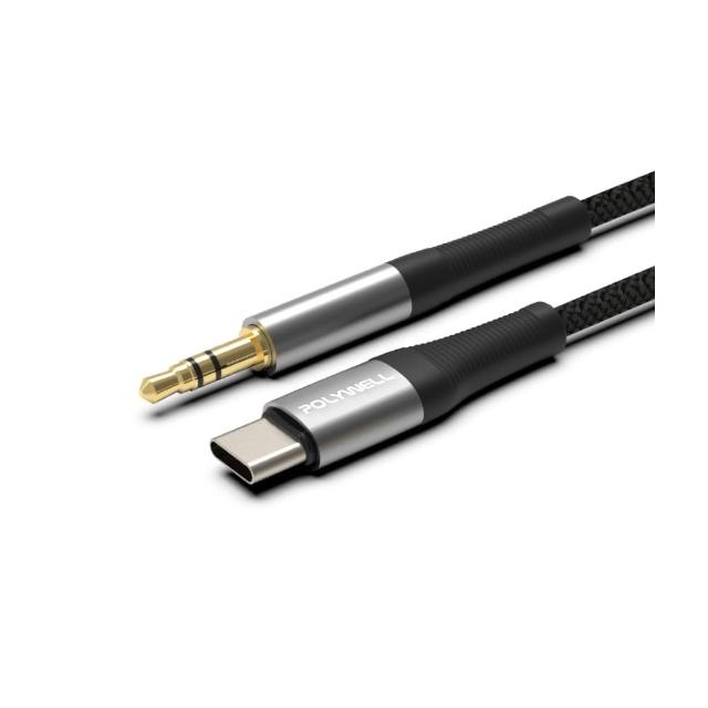 【POLYWELL】3.5mm AUX音源線轉Type-C /1M
