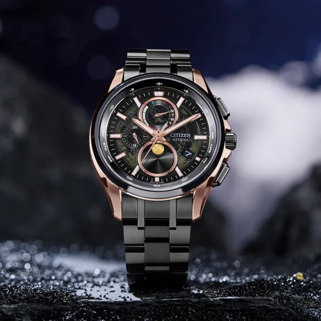 【CITIZEN 星辰】GENTS系列 HAKUTO-R限定款 電波對時 月相 光動能腕錶 石英錶(BY1009-64Y)