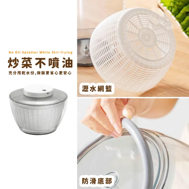 【廚房好幫手】省力高效科技電動脫水器4.5L(大容量 瀝水籃 蔬果甩乾 洗菜籃 迷你脫水機 小型洗菜機)