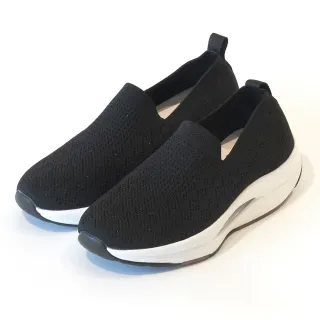 【bac】飛織懶人厚底氣墊休閒鞋(黑色)