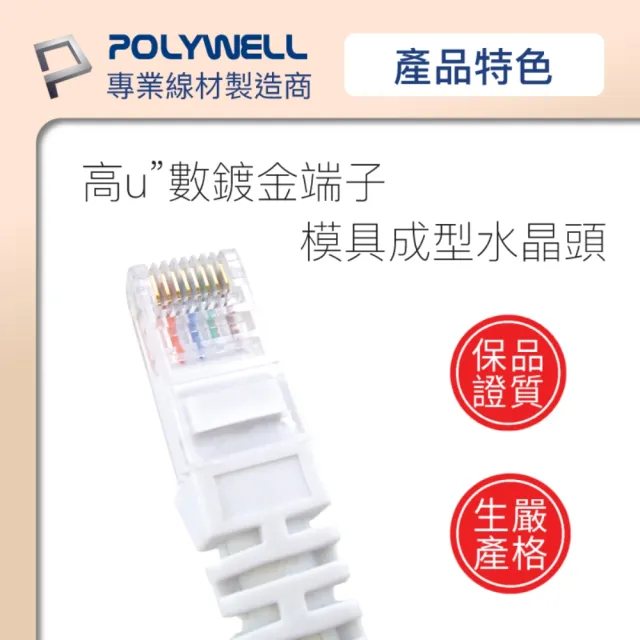 【POLYWELL】CAT6 極細高速網路線 /3M