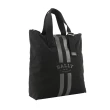 【BALLY】On The Go 條紋尼龍手提/肩背托特包_贈收納袋(黑色)