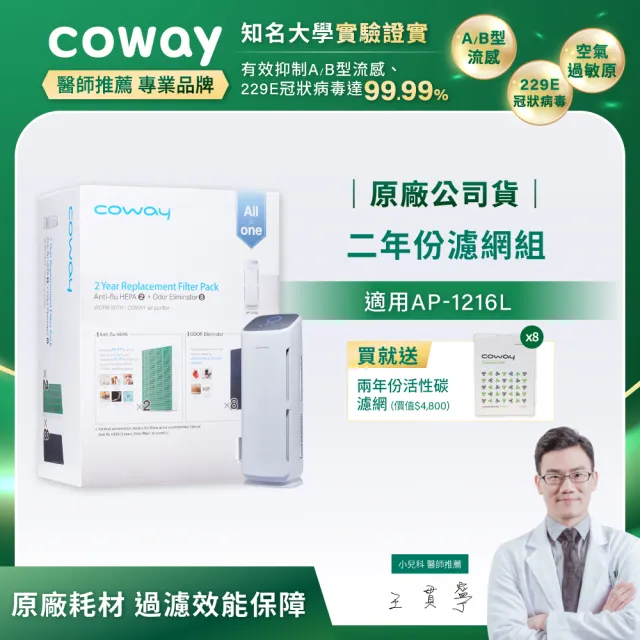 【Coway】二年份濾網組 適用AP-1216L(送兩年份活性碳濾網)