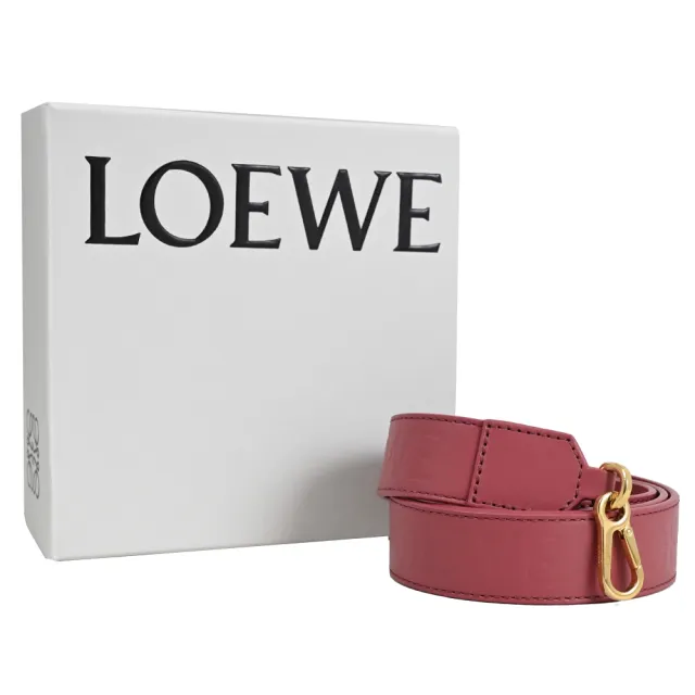 【LOEWE 羅威】經典雙面LOGO壓紋小牛皮不可調肩斜替換時尚背帶(玫瑰粉)