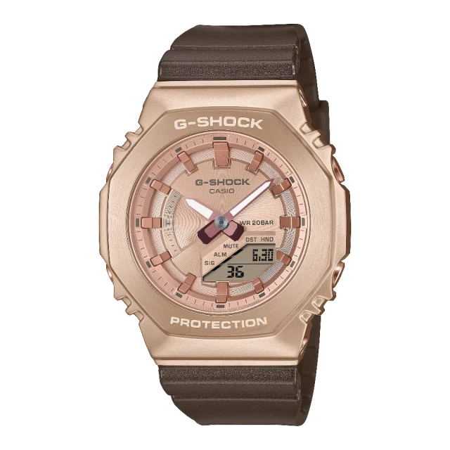 CASIO 卡西歐 粉紅金咖啡八角農家橡樹手錶 40.4mm(GM-S2100CB-5A)