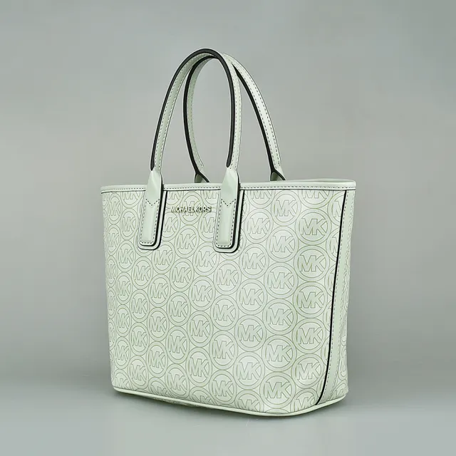 【Michael Kors】MK MICHAEL KORS JODIE LOGO圓標PVC手提托特包(小/迷霧薄荷綠)