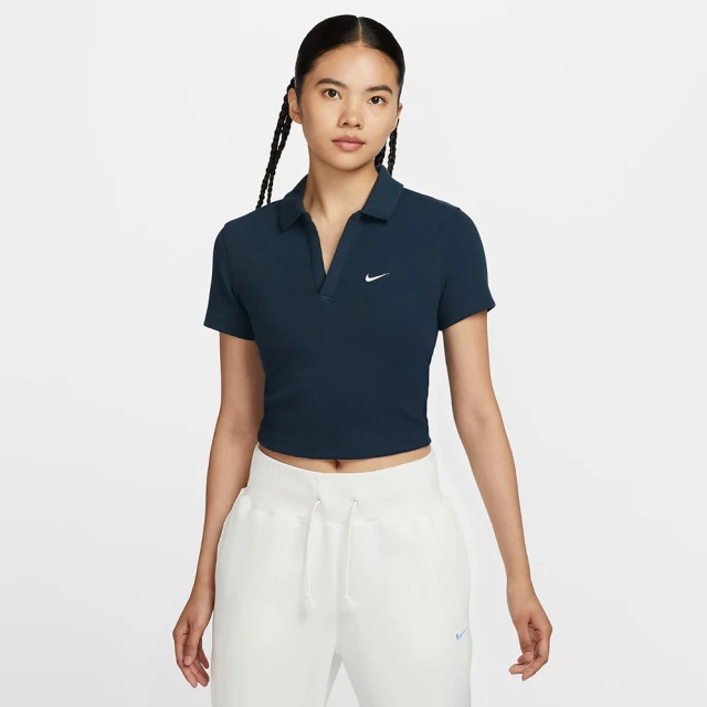 NIKE 耐吉 上衣 女款 短袖上衣 運動 POLO衫 AS W NSW ESSNTL SS POLO CRP TO 藍 DV7885-478