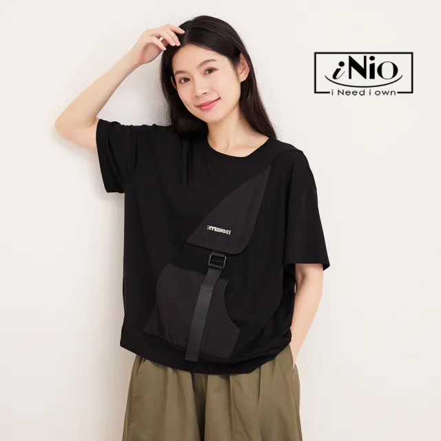 【iNio 衣著美學】短袖上衣 夏新品 現貨 圓領 拼接 短袖棉T(CDW1136)