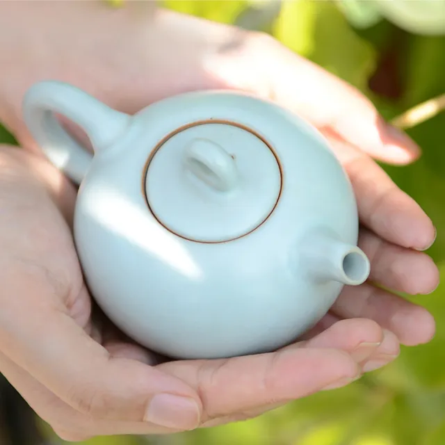 【LohasPottery 陸寶】汝窯藏器 圓珠壺茶組 一壺一海六杯(瑪瑙為釉 精湛工藝)