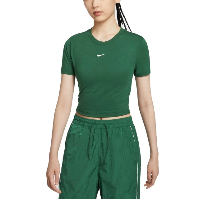 NIKE 耐吉 AS W NSW TEE ESSNTL SLIM CRP L 上衣 女款 短袖上衣 運動 短版 綠(FB2874-341 ∞)