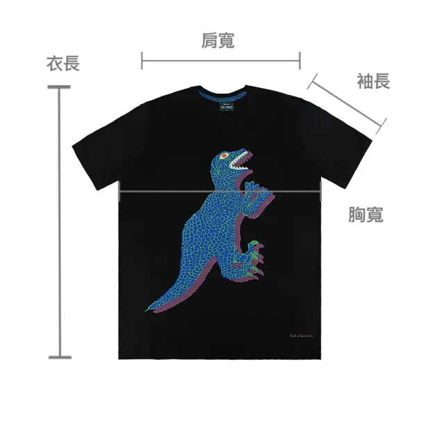 【Paul Smith】PAUL SMITH DINO 草寫LOGO燙印大眼恐龍圖案設計純棉短袖T恤(男款/黑x多色)