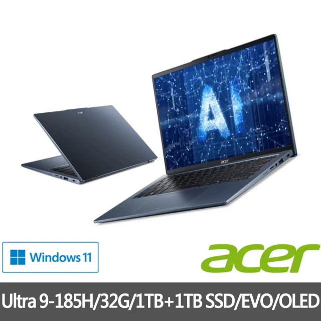 ACER 宏碁Acer 宏碁 特仕版 14吋輕薄效能AI筆電(Swift Go/SFG14-73-91F9/Ultra 9-185H/32G/1TB+1TB SDD/EVO/OLED)