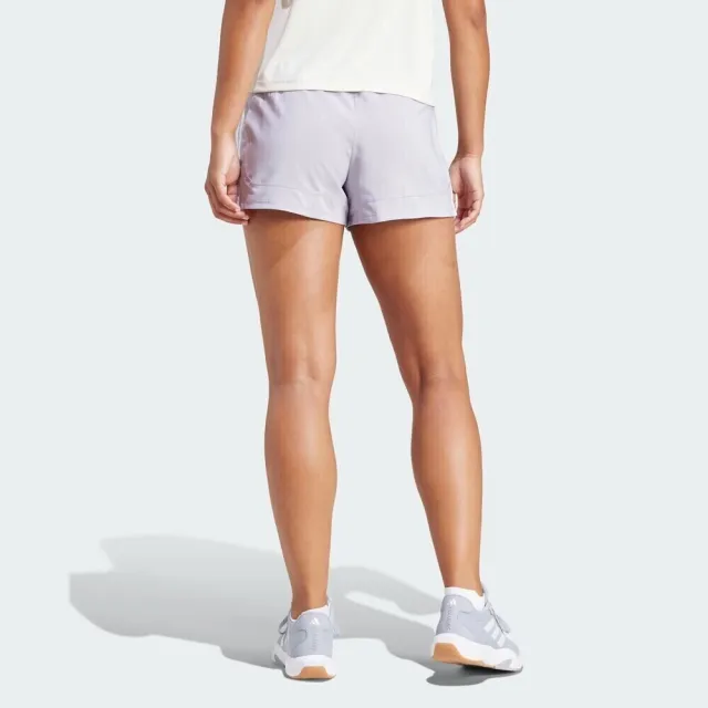 【adidas 愛迪達】Pacer WVN High 女 短褲 運動 訓練 健身 高腰 輕盈 吸濕排汗 淺灰紫(IX1064)