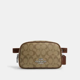 【COACH】蔻馳官方直營 PACE經典Logo腰包-SV/卡其色/馬鞍棕色(CR137)