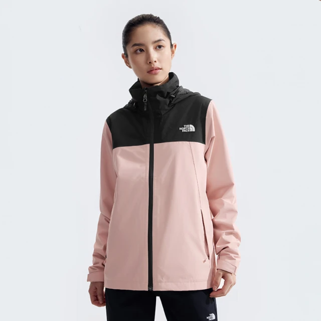 The North Face 外套 女款 運動連帽外套 衝鋒衣 防風 防潑水 黑粉 NF0A88FYLK6