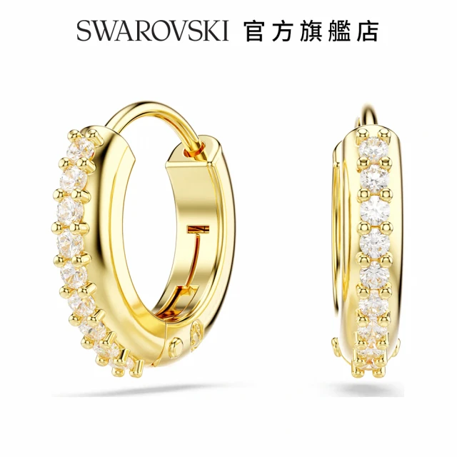 SWAROVSKI 施華洛世奇 Matrix 大圈耳環 圓形切割 白色 鍍金色色調(情人節禮物)