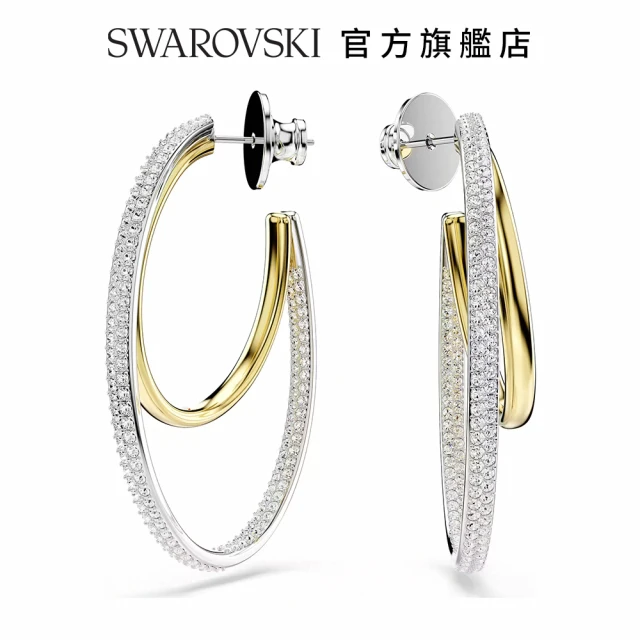 SWAROVSKI 施華洛世奇 Hyperbola 大圈耳環 圓形切割 中碼 白色 多種金屬潤飾(情人節禮物)